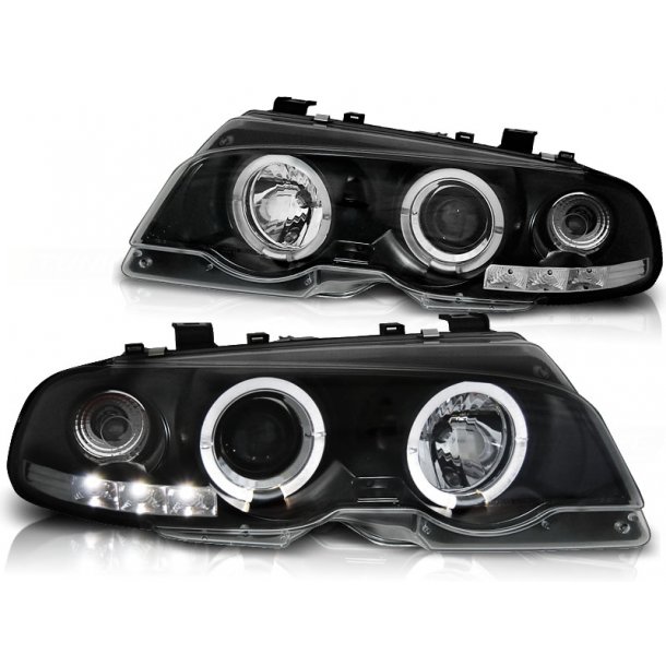 Frontlykter BMW E46 04.99-03.03 COUPE ANGEL EYES BLACK