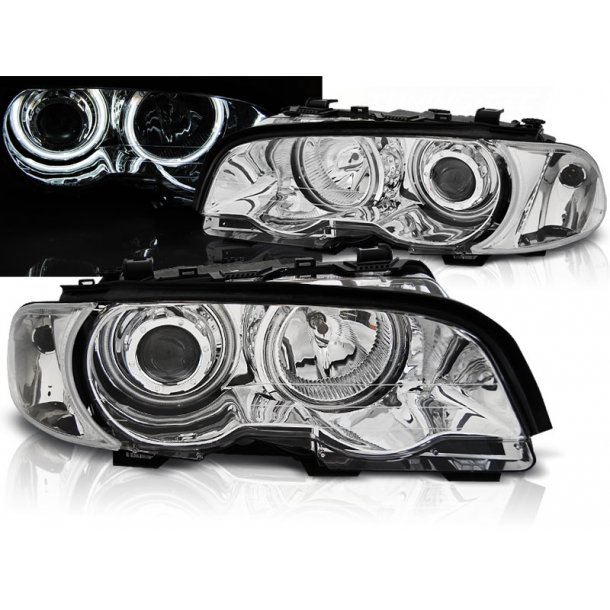 Frontlykter BMW E46 04.99-03.03 COUPE / CABRIO ANGEL EYES CHROME CCFL